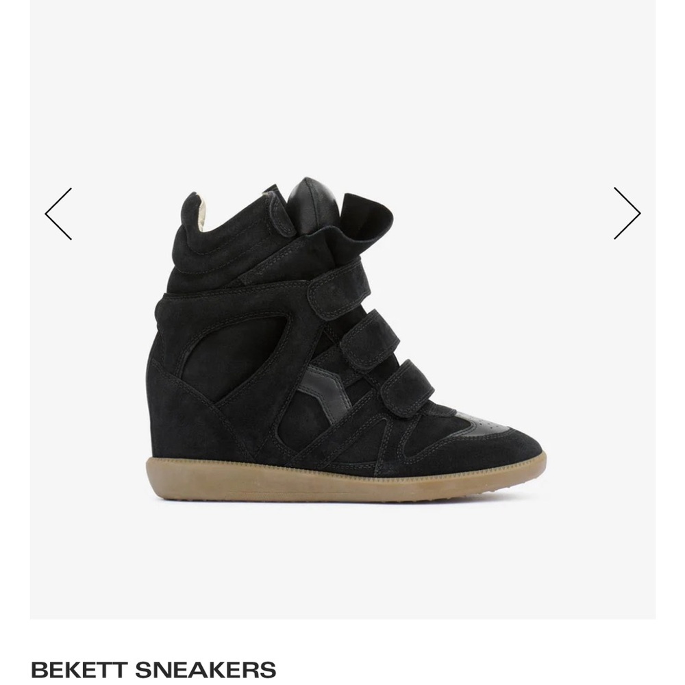 Isabel Marant black suede wedge sneakers